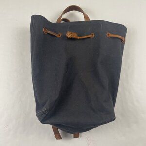 MADEWELL The Canvas Somerset Backpack Steel Blue Leather Straps Cinch Close